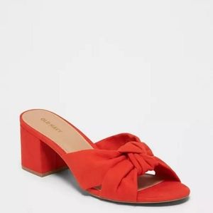 Old Navy Faux Suede Red/Orange Block Heel Mules